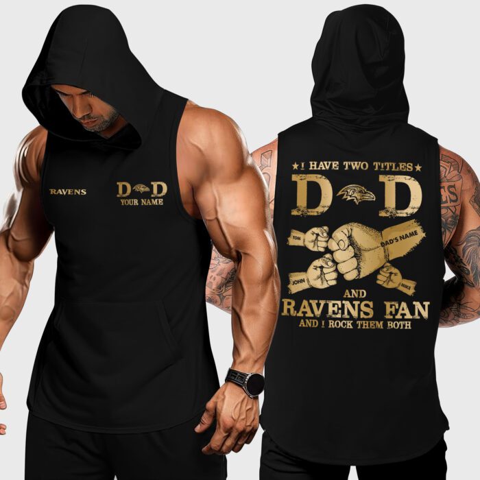 Baltimore Ravens NFL Men Workout Hoodie Tank Tops Custom Dads Name WHT1256
